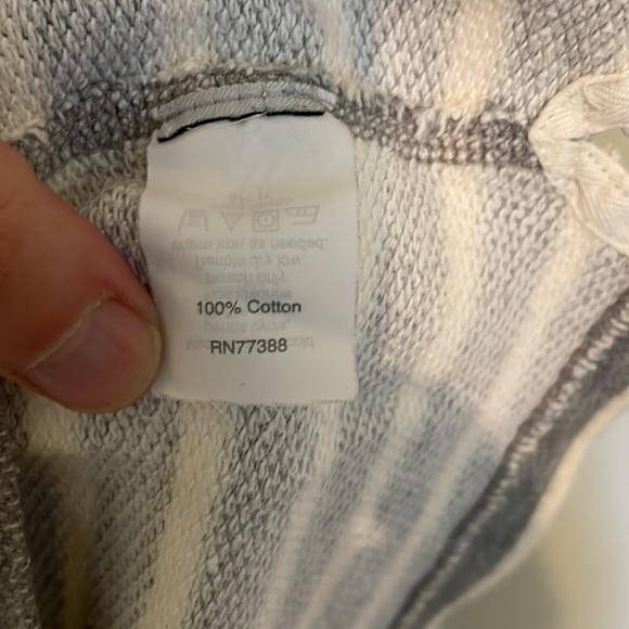 JCrew gray and cream stripe soft Terry sweatshirt, split hem detail on sides - Picture 6 of 7